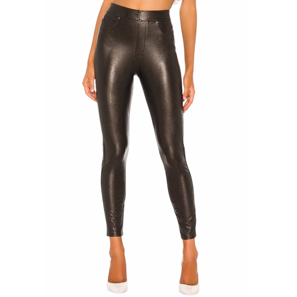 SPANX Pants - Spanx Womens Luxe Black Ankle Faux Leather Leggings